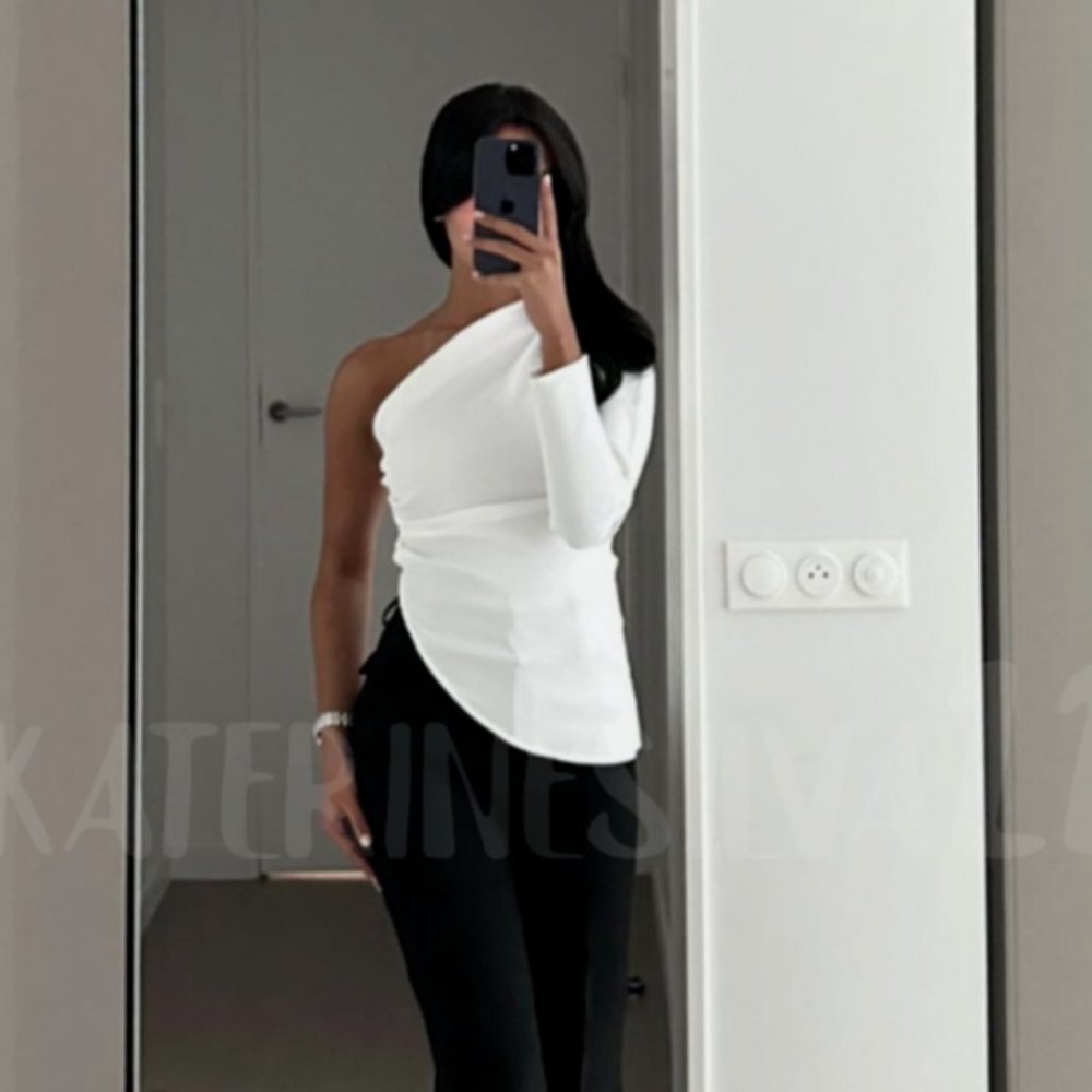 Zara one shoulder white top